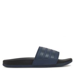 Klapki adidas. Niebieskie klapki damskie Adidas, bez wzorów, sportowe, bez obcasa, bez zapięcia. Za 149.99 zł.