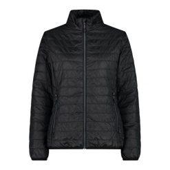 Damska kurtka puchowa CMP. Czarne kurtki sportowe damskie CMP, na zimę, bez wzorów, z puchu, bez ramiączek, bez kaptura, narciarskie. Za 349.40 zł.