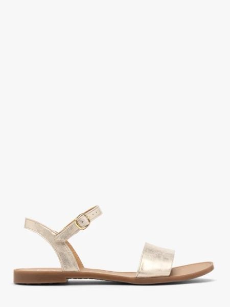 Platynowe płaskie sandały. Szare sandały damskie Ryłko, bez wzorów, ze skóry, bez obcasa, na płaskiej podeszwie, bez zapięcia. W wyprzedaży za 199.99 zł.