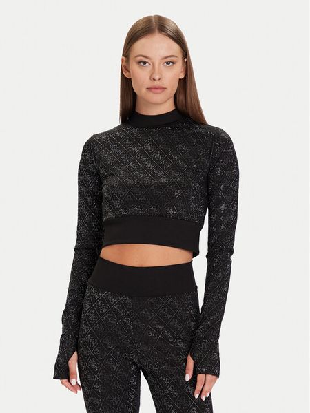 Guess Bluzka W5BP48 K7182 Czarny Slim Fit. Czarne bluzki damskie Guess, xxl, z aplikacjami, z syntetyku, bez kołnierzyka, bez ramiączek. Za 449.99 zł.