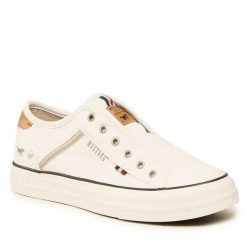 Trampki Mustang. Białe trampki i tenisówki damskie Mustang, bez wzorów, bez zapięcia. Za 149.99 zł.
