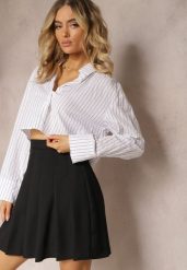 Czarna Rozkloszowana Spódnica Zapinana na Zamek Błyskawiczny z Zakładkami Sonarella. Czarne spódnice damskie Renee, na co dzień, xs, bez wzorów, z bawełny, eleganckie, mini, rozkloszowane. Za 44.99 zł.