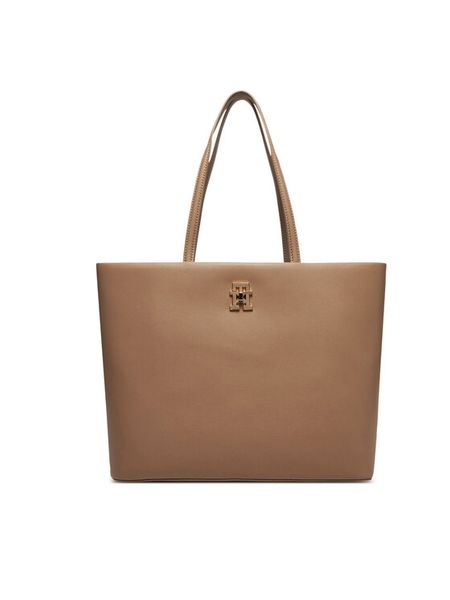 Tommy Hilfiger Torebka Th Modern Tote AW0AW17528 Beżowy. Brązowe shopperki damskie Tommy Hilfiger, bez wzorów, ze skóry, bez dodatków. Za 379.99 zł.
