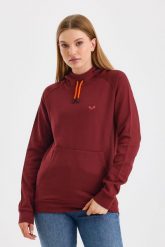 Scout - bluza termiczna z kapturem 100% wełna merino (260 g/m²). Fioletowe bluzy damskie WOOLONA, na zimę, l, bez wzorów, z dzianiny, bez ramiączek, z kapturem. Za 540.00 zł.