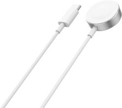 Wave Qi smartwatch charging cable with magnet, Apple Watch, white/silver. Białe zegarki smartwatch Apple, bez wzorów. Za 95.37 zł.