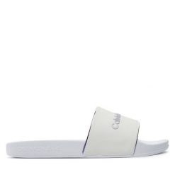 Klapki Calvin Klein Jeans. Białe klapki damskie Calvin Klein Jeans, bez wzorów, z jeansu, bez obcasa, bez zapięcia. Za 219.99 zł.