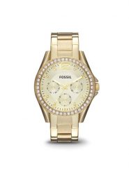 Fossil Zegarek Riley ES3203 Złoty. Żółte, analogowe zegarki męskie FOSSIL, bez wzorów, złote. Za 529.99 zł.