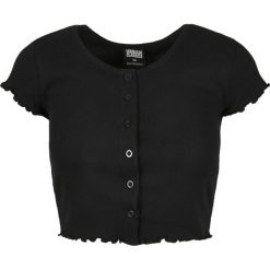 Koszulka damska Urban Classics cropped button up rib. Czarne koszulki sportowe damskie Urban Classics, bez wzorów, bez ramiączek. Za 145.00 zł.