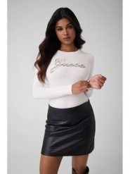 Guess Sweter W6BR53 Z1454 Kremowy Regular Fit. Białe swetry nierozpinane damskie Guess, l, z aplikacjami, z wiskozy, bez kołnierzyka, bez ramiączek. Za 344.99 zł.