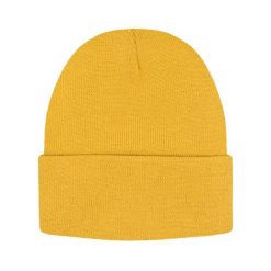 Jednokolorowa Czapka Zimowa Typu Beanie – Zimowa - Żółta. Żółte czapki męskie His Story, na jesień, bez wzorów. Za 40.00 zł.