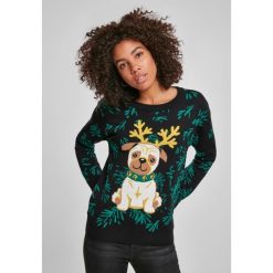Bluza damska miejska klasyczna pug christmas. Czarne bluzy damskie Urban Classics, na zimę, bez wzorów, eleganckie, bez ramiączek, bez kaptura. Za 244.50 zł.