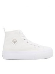 Kappa Trampki VISKA OC 243208OC-1010 Biały. Białe trampki i tenisówki damskie Kappa, bez wzorów, z materiału, bez zapięcia. Za 129.99 zł.