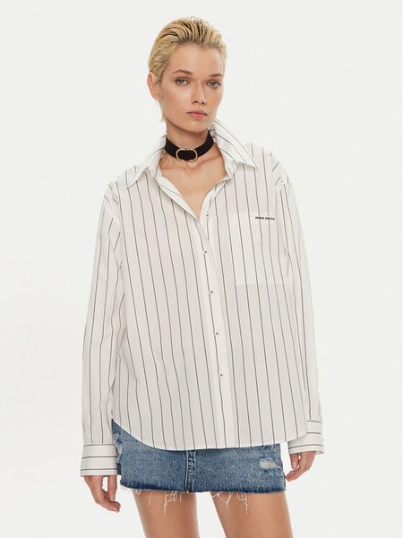 Miss Sixty Koszula 6L3XJ0320000 Biały Regular Fit. Białe koszule damskie Miss Sixty, l, bez wzorów, z bawełny, bez kołnierzyka, bez ramiączek. Za 479.99 zł.