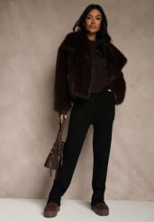 Czarne Spodnie z Wełną ze Sznurkiem i Ozdobnymi Kieszeniami Moneressa. Czarne spodnie materiałowe damskie Renee, bez wzorów, z jeansu. Za 69.99 zł.