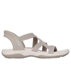 Sandały damskie Skechers Reggae Slim Stretch Flex. Brązowe sandały damskie Skechers, bez wzorów, z materiału, bez obcasa, bez zapięcia. Za 313.50 zł.