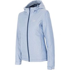 Kurtka narciarska damska KUDN301Z - denim melanż. Brązowe kurtki sportowe damskie 4F, na jesień, m, bez wzorów, z denimu, bez ramiączek, z kapturem, narciarskie. W wyprzedaży za 149.99 zł.