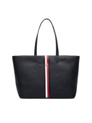 Tommy Hilfiger Torebka Th Corp Ess Tote AW0AW19334 Granatowy. Niebieskie shopperki damskie Tommy Hilfiger, bez wzorów, ze skóry, bez dodatków. Za 569.99 zł.