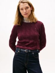 Tommy Hilfiger Sweter z dzianiny Kobiety Wełna lila, XS. Swetry nierozpinane damskie Tommy Hilfiger, xs, bez wzorów, z dzianiny, eleganckie, bez kołnierzyka, bez ramiączek. Za 479.95 zł.