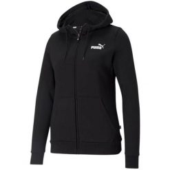 Bluza Damska ESS Small Logo Z Pełnym Zamkiem Błyskawicznym. Czarne bluzy damskie Puma, s, bez wzorów, bez ramiączek, bez kaptura. Za 329.99 zł.