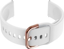 Pasek gumowy do smartwatch 20mm - biały/rosegold. Białe zegarki smartwatch NoName, bez wzorów, z gumy. Za 12.28 zł.