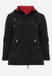 Czarno-Czerwona Przejściowa Kurtka Dwustronna Parka z Pikowaniem i Kapturem Tidare. Czarne kurtki damskie Born2be, l, bez wzorów, z jeansu, plus size. Za 99.99 zł.