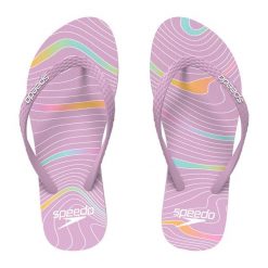 Klapki basenowe damskie Speedo Flip Flop Af. Fioletowe klapki damskie Speedo, bez wzorów, sportowe, bez obcasa, bez zapięcia. Za 69.99 zł.