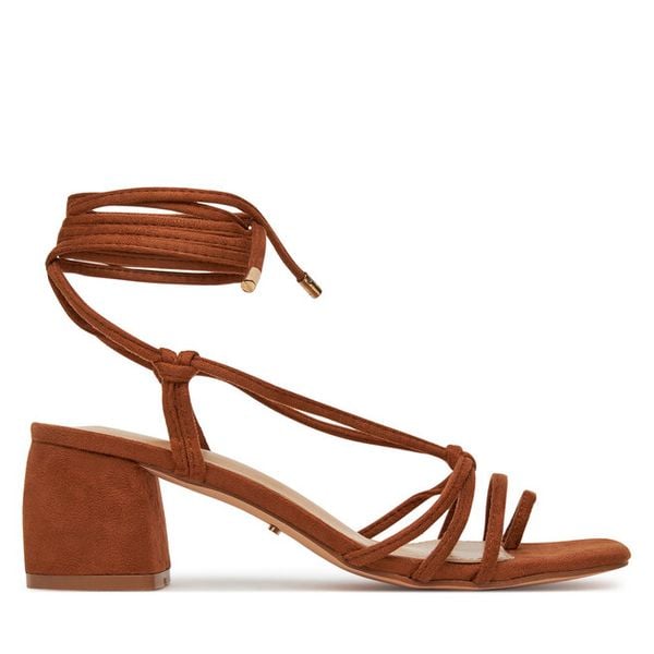 Sandały DeeZee. Brązowe sandały damskie DeeZee, bez wzorów, bez obcasa, na słupku, bez zapięcia. Za 129.99 zł.