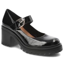 Czarne Półbuty Armodo Stylowe Lakierowane Obuwie Damskie. Czarne półbuty damskie Armodo, bez wzorów, z lakierowanej skóry, eleganckie, bez obcasa, bez zapięcia. Za 305.90 zł.
