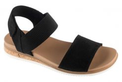 Sandały damskie, Desert Kiss Low-Top Look. Czarne sandały damskie Skechers, bez wzorów, z materiału, bez obcasa, bez zapięcia. Za 179.99 zł.