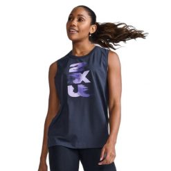 Damski tank top 2XU Form. Niebieskie topy damskie 2XU, bez wzorów, sportowe, bez kołnierzyka, bez ramiączek. Za 255.00 zł.