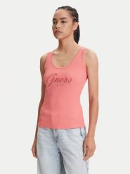 Guess Top W5YP00 KCXJ2 Różowy Regular Fit. Czerwone topy damskie Guess, xs, z aplikacjami, z syntetyku, bez kołnierzyka, bez ramiączek. Za 179.99 zł.