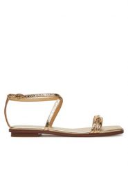 MICHAEL Michael Kors Sandały Lena 40S5LEFS1M Złoty. Żółte sandały damskie MICHAEL Michael Kors, bez wzorów, ze lnu, bez obcasa, na płaskiej podeszwie, bez zapięcia. Za 399.99 zł.