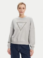 Guess Bluza W5YQ04 KC8I0 Szary Regular Fit. Szare bluzy damskie Guess, l, z aplikacjami, z bawełny, bez ramiączek, bez kaptura. Za 239.99 zł.
