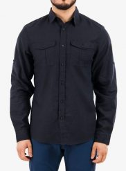 Koszula podróżnicza Fjallraven Ovik Travel Shirt LS. Niebieskie koszule męskie Fjällräven, s, bez wzorów, z materiału, klasyczne, bez kołnierzyka, bez ramiączek. Za 439.99 zł.