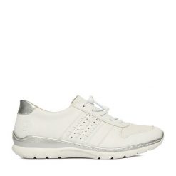 Półbuty Rieker. Półbuty damskie Rieker, bez wzorów, bez obcasa, na płaskiej podeszwie, bez zapięcia. Za 359.99 zł.