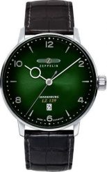 Zegarek Zeppelin męski LZ129 Hindenburg 8048-4 Quartz zielony. Zielone zegarki męskie Zeppelin, bez wzorów. Za 966.57 zł.