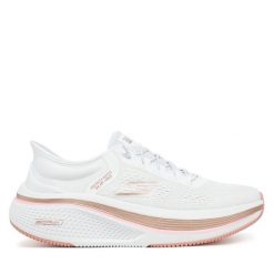 Buty do biegania Skechers. Białe obuwie sportowe damskie Skechers, bez wzorów, bez zapięcia, do biegania. Za 339.99 zł.