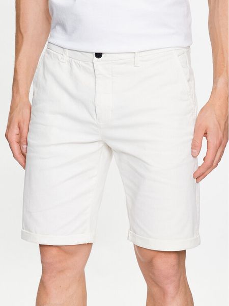 Lindbergh Szorty materiałowe 30-505044 Biały Slim Fit. Białe szorty męskie Lindbergh, bez wzorów, z bawełny. Za 159.99 zł.