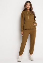 Brązowy 2-częściowy Komplet Dresowy z Bluzą i Spodniami Ciprana. Brązowe bluzy damskie Born2be, l, bez wzorów, z dresówki, bez ramiączek, z kapturem. Za 79.99 zł.
