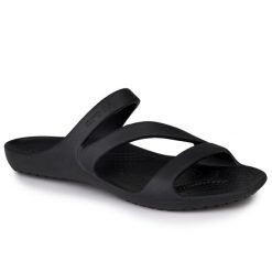 Klapki damskie Crocs KADEE II. Czarne klapki damskie Crocs, bez wzorów, bez obcasa, bez zapięcia. W wyprzedaży za 129.00 zł.