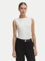 Tommy Hilfiger Top WW0WW47807 Écru Slim Fit. Białe topy damskie Tommy Hilfiger, xs, bez wzorów, z wiskozy, bez kołnierzyka, bez ramiączek. Za 249.99 zł.