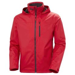 Kurtka przeciwdeszczowa męska Helly Hansen Crew Hooded Jacket 2.0. Czerwone kurtki męskie Helly Hansen, m, bez wzorów, sportowe, bez kaptura. W wyprzedaży za 625.65 zł.