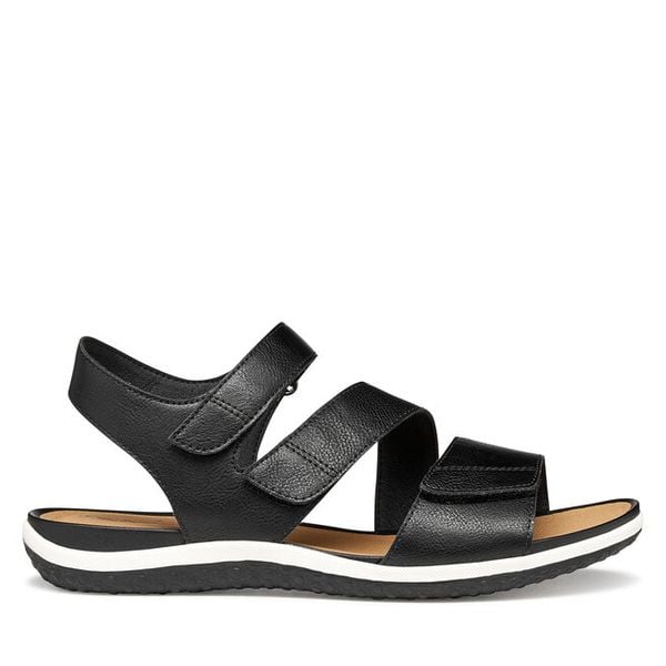 Sandały Geox. Czarne sandały damskie Geox, bez wzorów, bez obcasa, na płaskiej podeszwie, bez zapięcia. Za 275.99 zł.