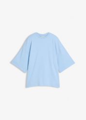 T-shirt oversize z asymetrycznym dołem, z czystej bawełny organicznej. Czarne t-shirty damskie bonprix, bez wzorów, z bawełny, z asymetrycznym kołnierzem, bez ramiączek. Za 34.99 zł.