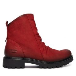 Botki Josef Seibel. Czerwone botki damskie Josef Seibel, bez wzorów, bez obcasa, na płaskiej podeszwie, bez zapięcia. Za 409.99 zł.