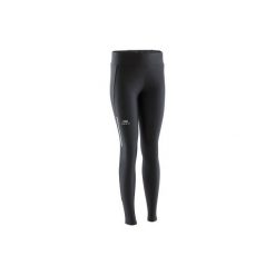 Legginsy do biegania długie RUN DRY damskie. Czarne legginsy damskie KALENJI, bez wzorów, z elastanu. Za 39.99 zł.