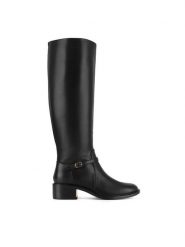 DeeZee Kozaki HY2T609-2 Czarny. Czarne kozaki damskie DeeZee, bez wzorów, ze skóry, bez obcasa, na słupku, bez zapięcia. Za 219.99 zł.