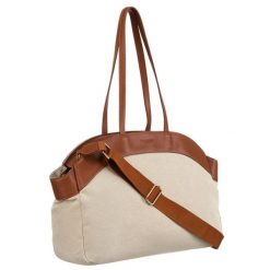 Duża torba damska wykonana ze skóry naturalnej i włókna poliamidowego w beżowo-brązowym kolorze Peterson PTN CAN-01. Brązowe shopperki damskie Peterson, bez wzorów, z poliamidu, duże, bez dodatków. Za 139.99 zł.