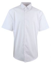 Elegancka Biała Męska Koszula z Krótkim Rękawem - Victorio - Regular. Białe koszule męskie Victorio, m, bez wzorów, z bawełny, eleganckie, bez kołnierzyka, bez ramiączek. Za 119.00 zł.
