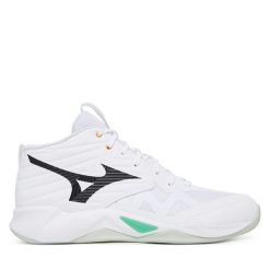 Buty halowe Mizuno. Białe buty sportowe męskie Mizuno, bez wzorów, bez zapięcia, mizuno wave. Za 419.99 zł.